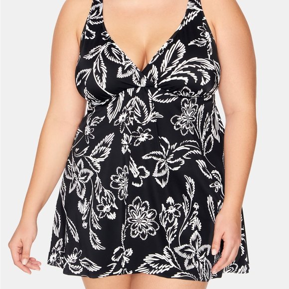 Swim Solutions Swim Swim Solutions Plus Size Flyaway Swimdress